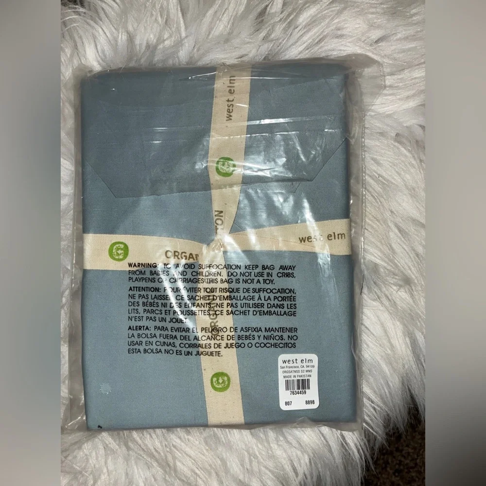 NWT West Elm Organic Cotton Blue Standard pillow covers.